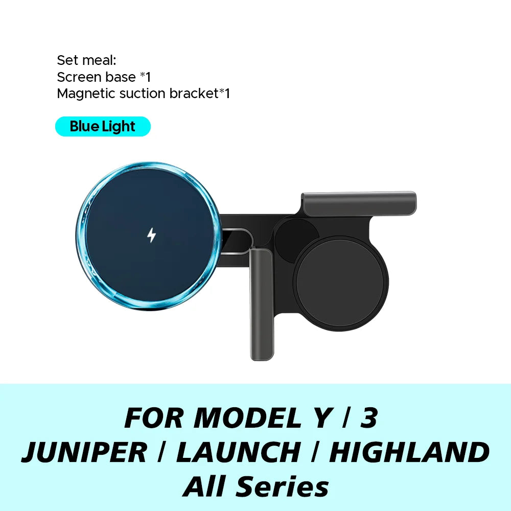 for Tesla Model Y Launch 2025 Model 3 HIGHLAND 2024 Cybertruck BYD Car Phone Mount Holder 15W Magnetic Magsafe Wireless Charger