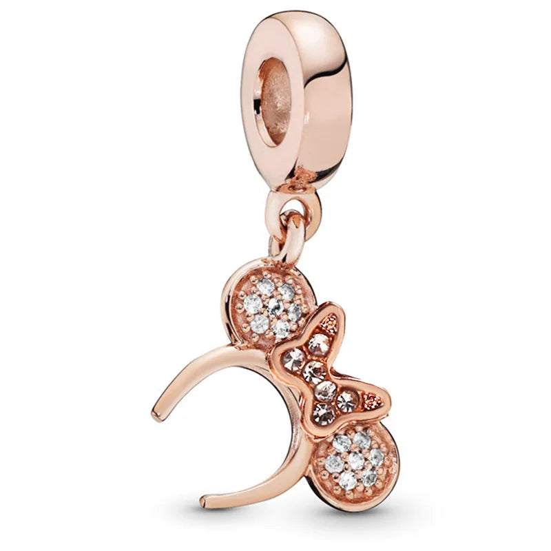 Disney Mickey Minnie Ice and Snow Princess Cartoon Series Pendant DIY Large Hole Zinc Charm Jewelry