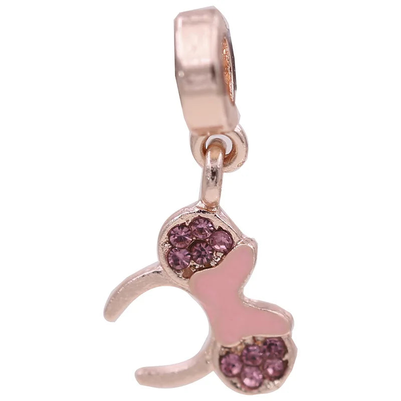 Disney Mickey Minnie Ice and Snow Princess Cartoon Series Pendant DIY Large Hole Zinc Charm Jewelry