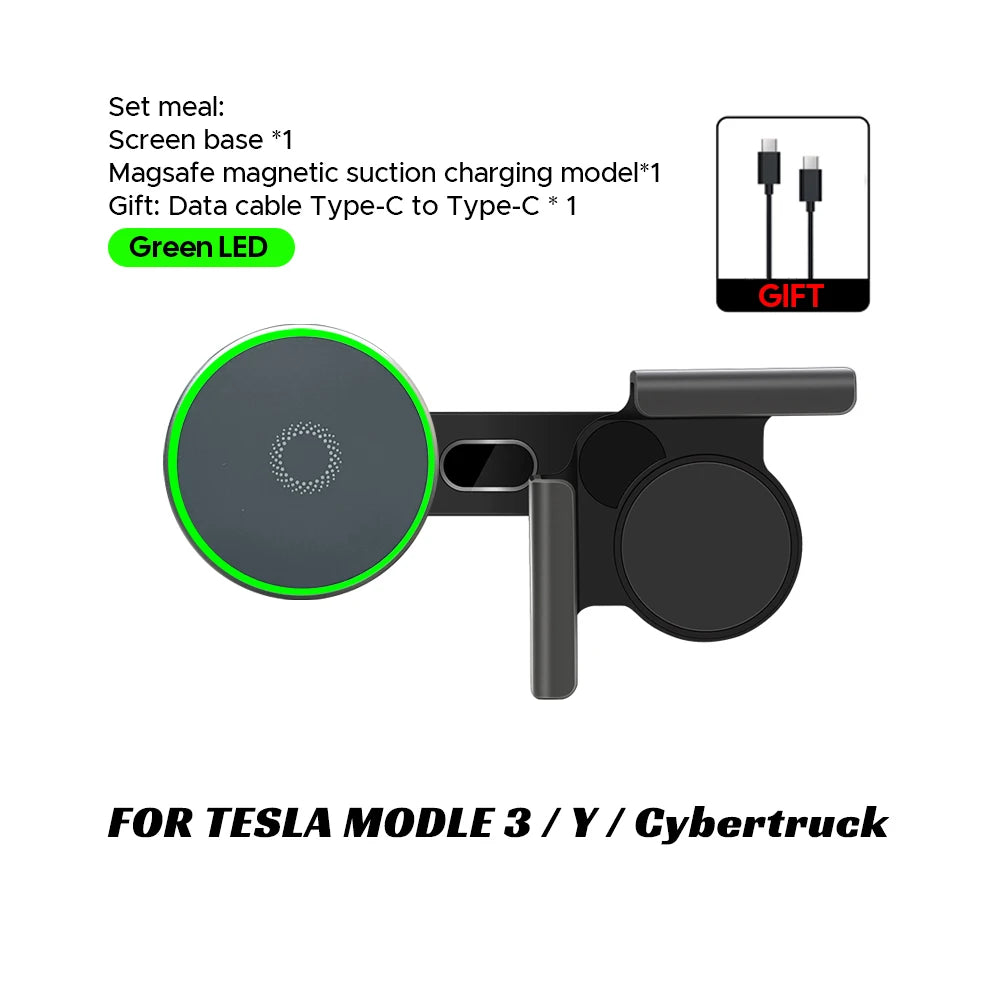 for Tesla Model Y Launch 2025 Model 3 HIGHLAND 2024 Cybertruck BYD Car Phone Mount Holder 15W Magnetic Magsafe Wireless Charger