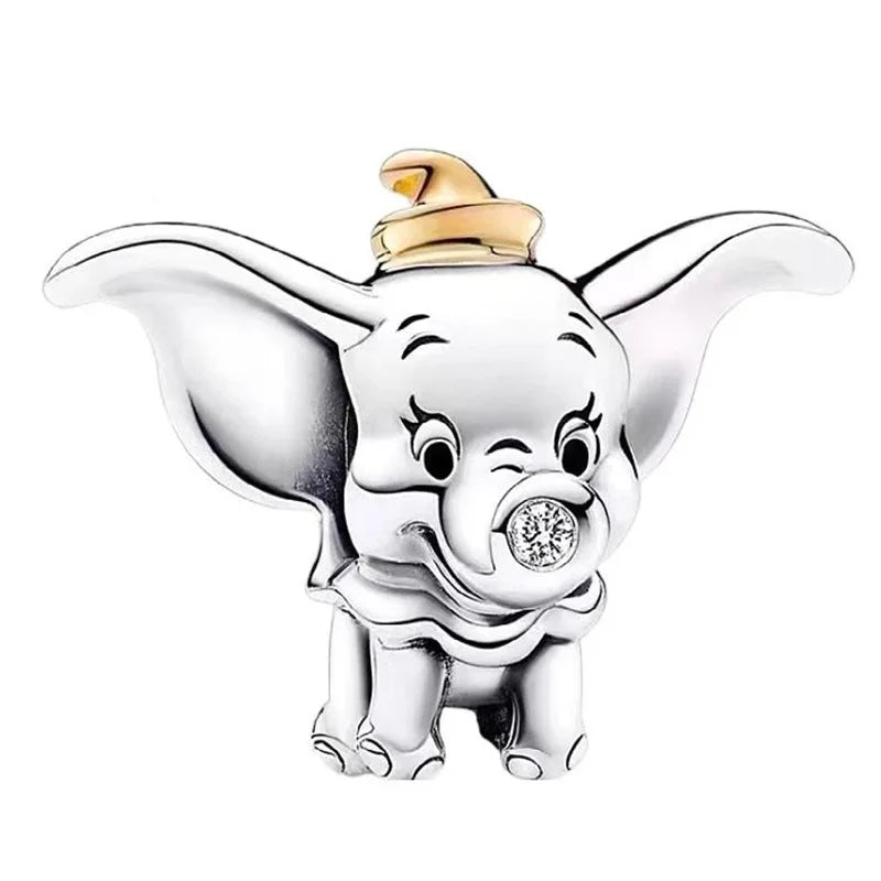 Disney Mickey Minnie Ice and Snow Princess Cartoon Series Pendant DIY Large Hole Zinc Charm Jewelry